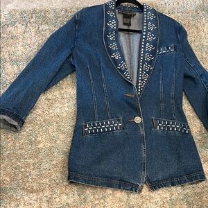 Stylish Blue Embellished Jean Jacket